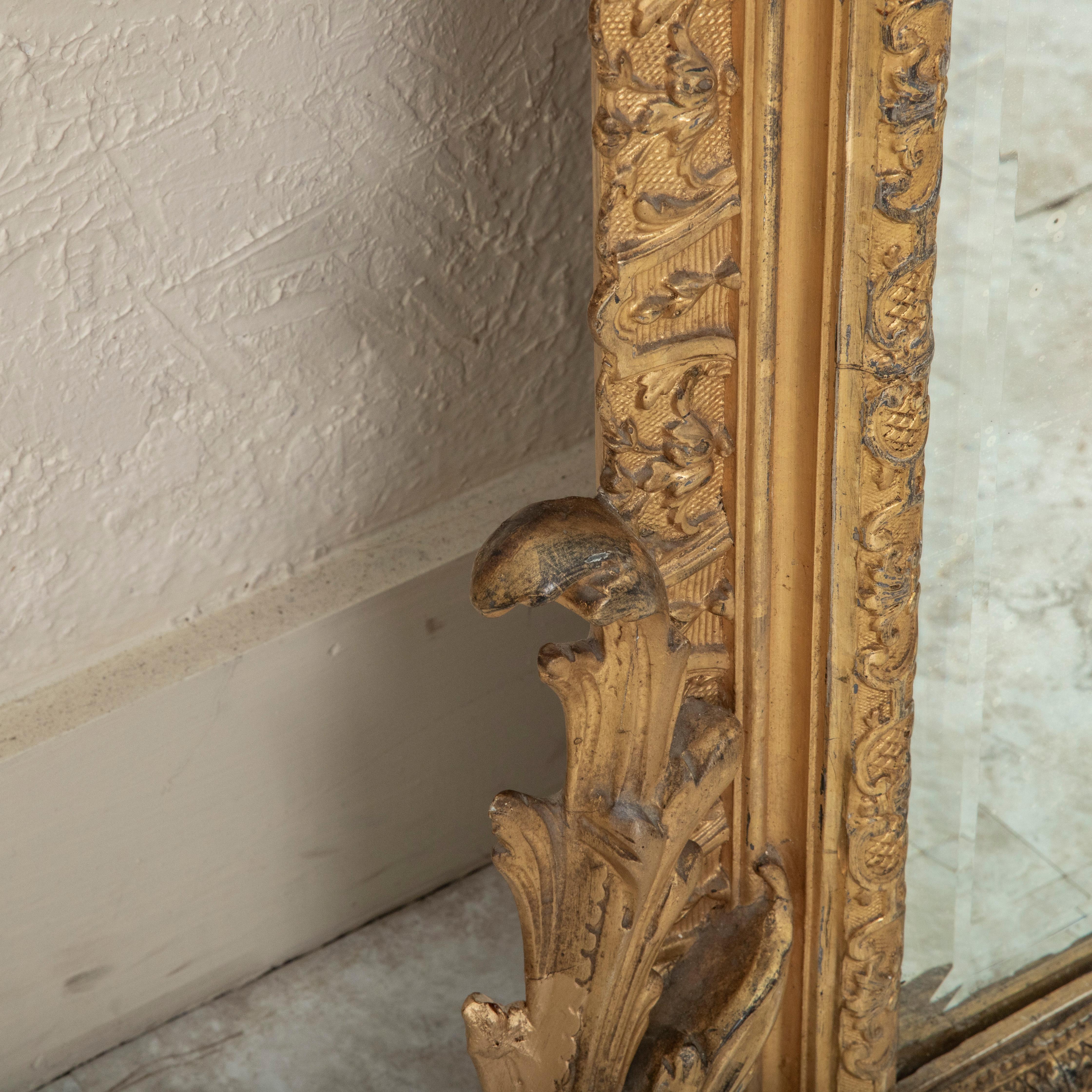 Specchio da terra in legno dorato alto otto piedi della metà del XIX secolo in stile Reggenza francese in vendita 5