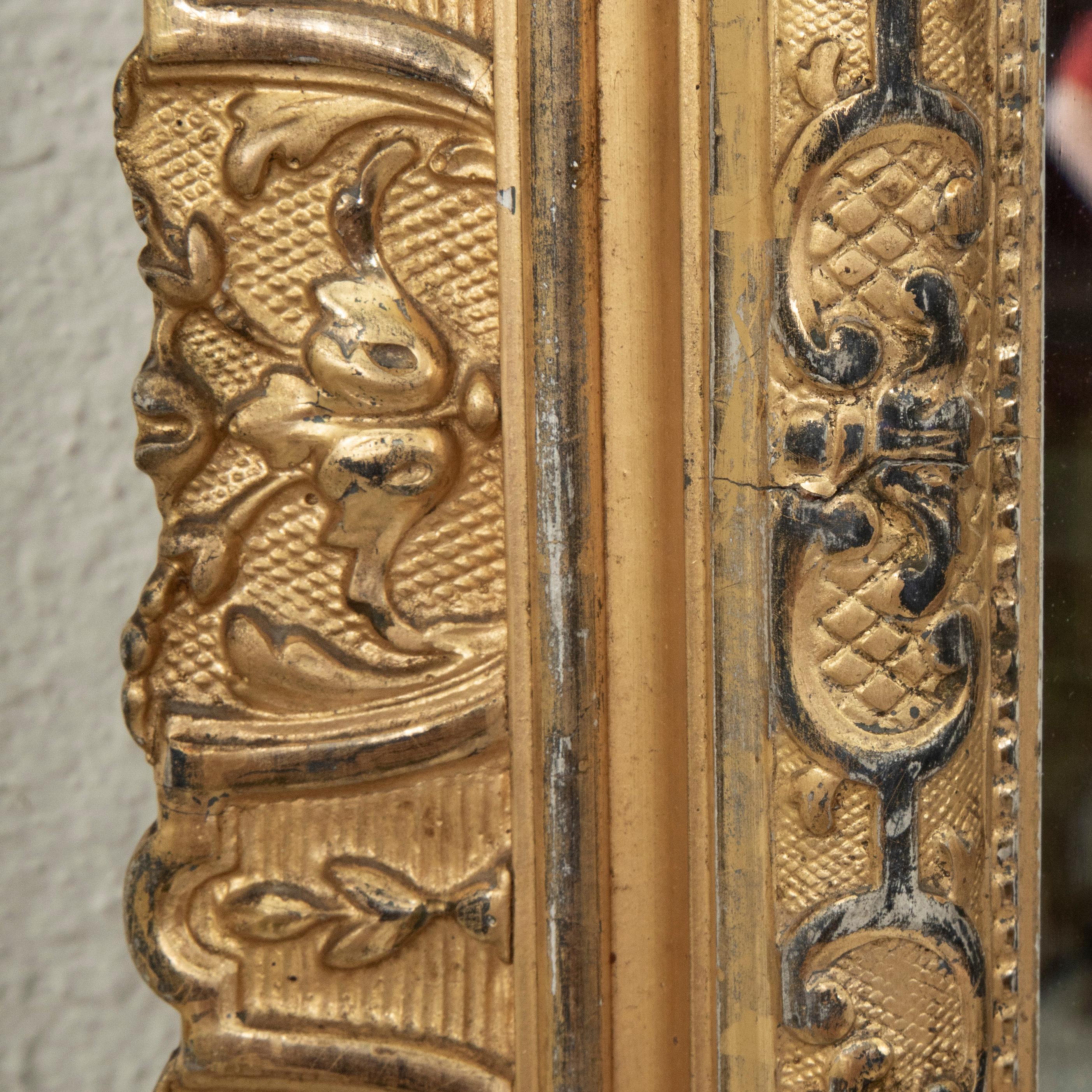 Specchio da terra in legno dorato alto otto piedi della metà del XIX secolo in stile Reggenza francese in vendita 6