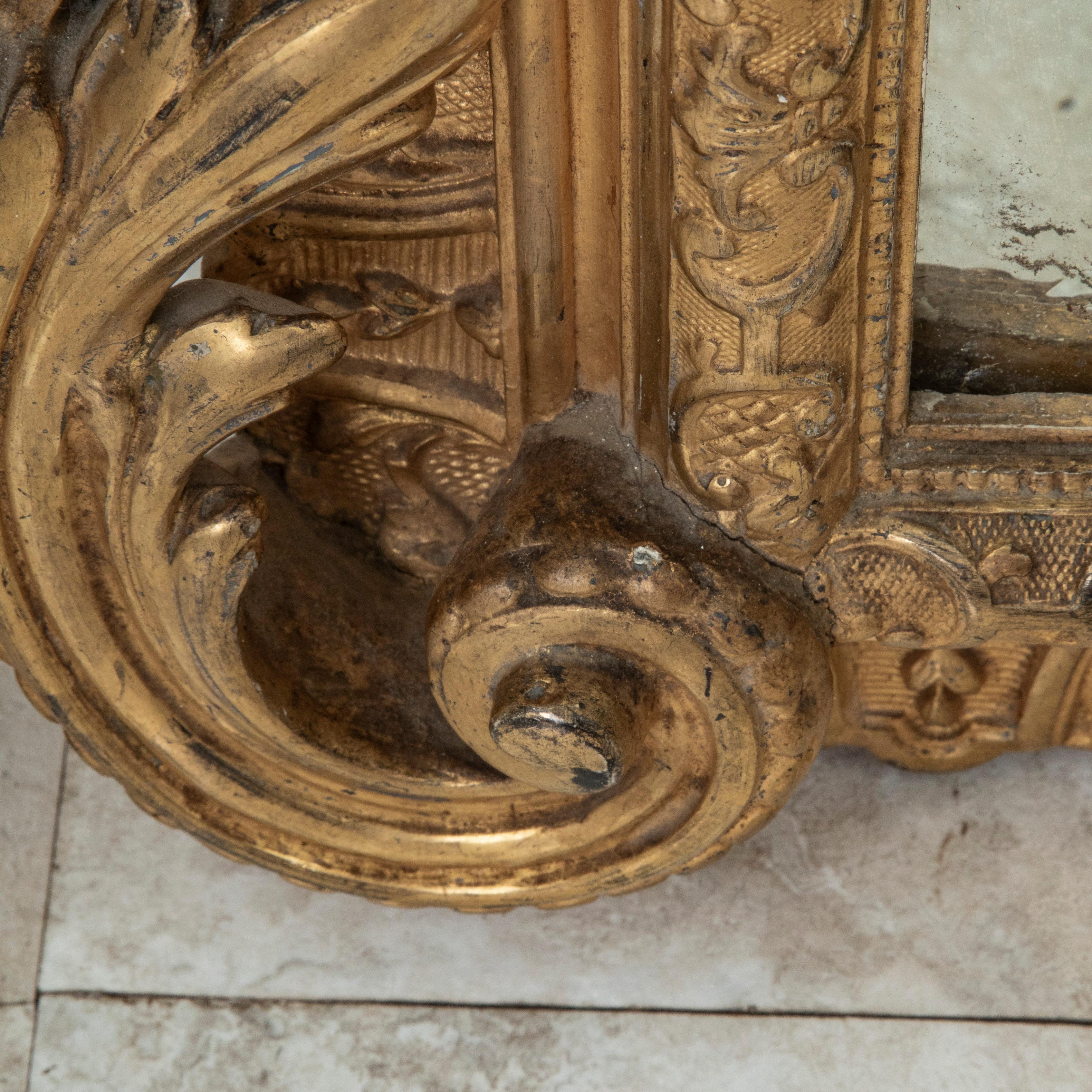 Specchio da terra in legno dorato alto otto piedi della metà del XIX secolo in stile Reggenza francese in vendita 7
