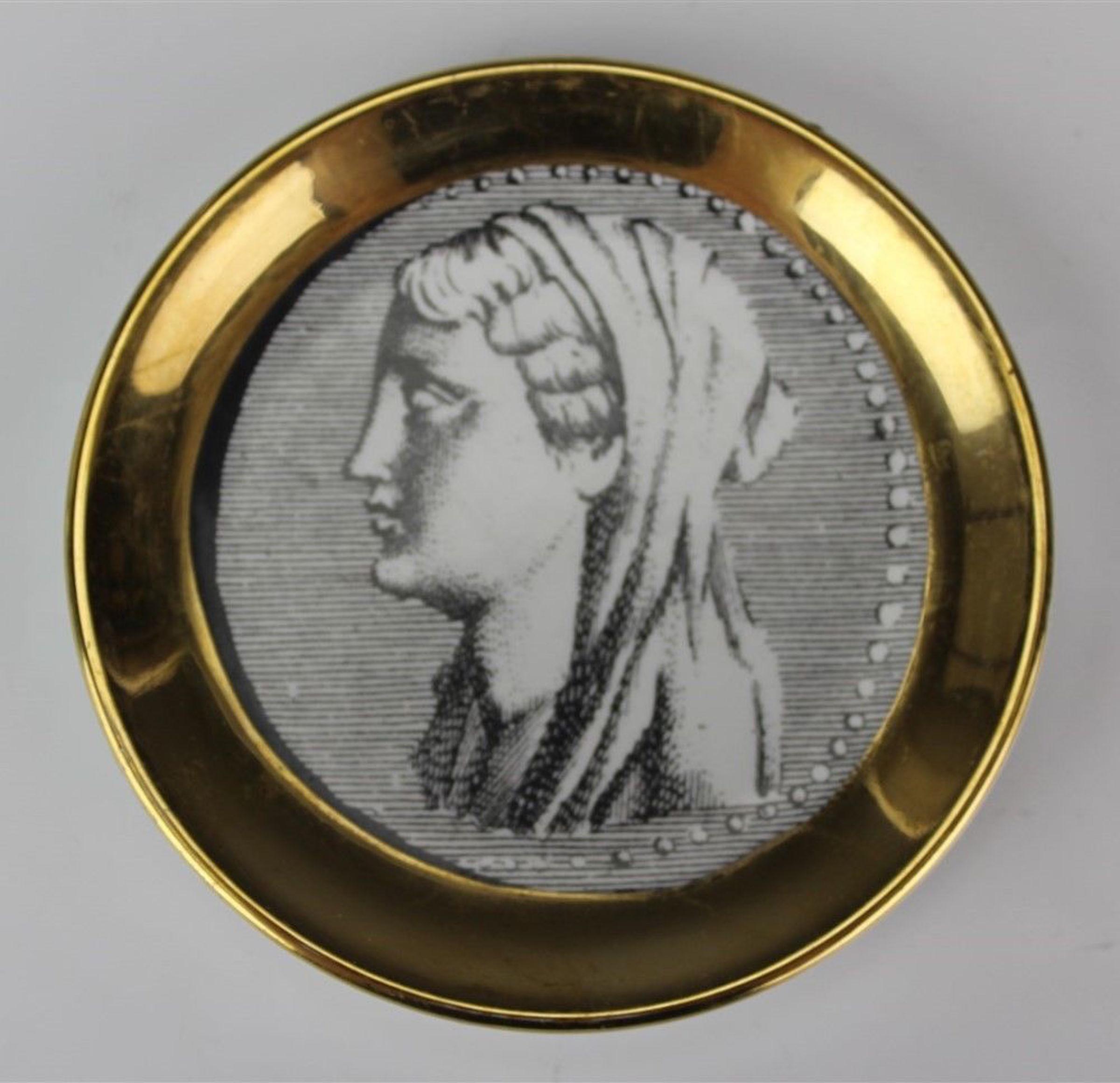 Mid-Century Modern Eight Fornasetti Roman Portrait Coasters