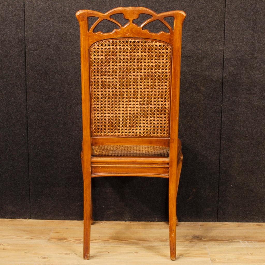 Eight French Chairs in Wood and Cane in Art Nouveau Style from 20th Century 1