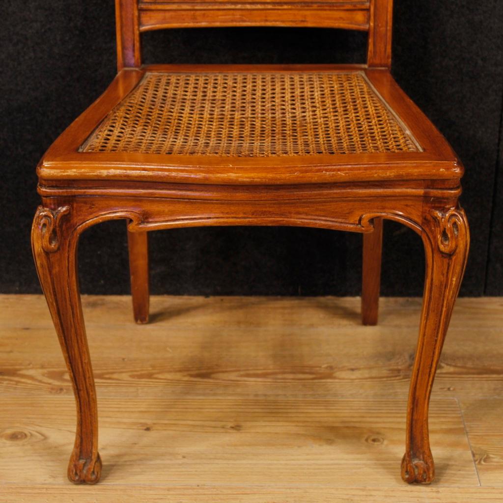 Eight French Chairs in Wood and Cane in Art Nouveau Style from 20th Century 3