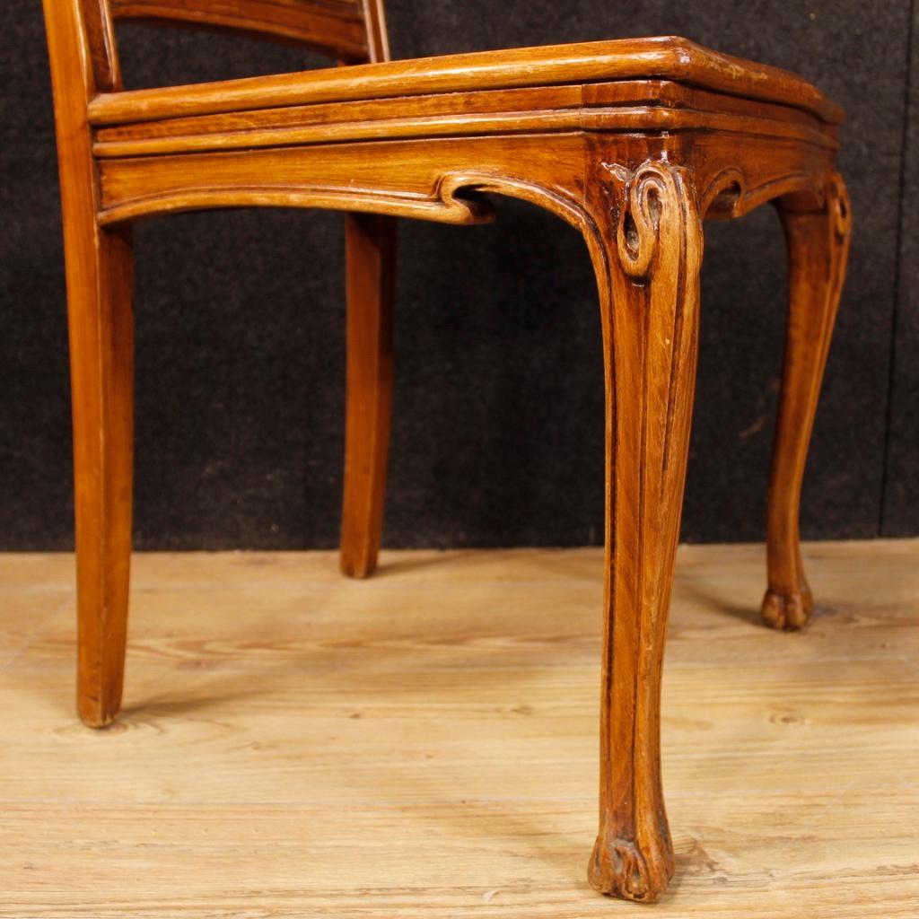 Eight French Chairs in Wood and Cane in Art Nouveau Style from 20th Century 4