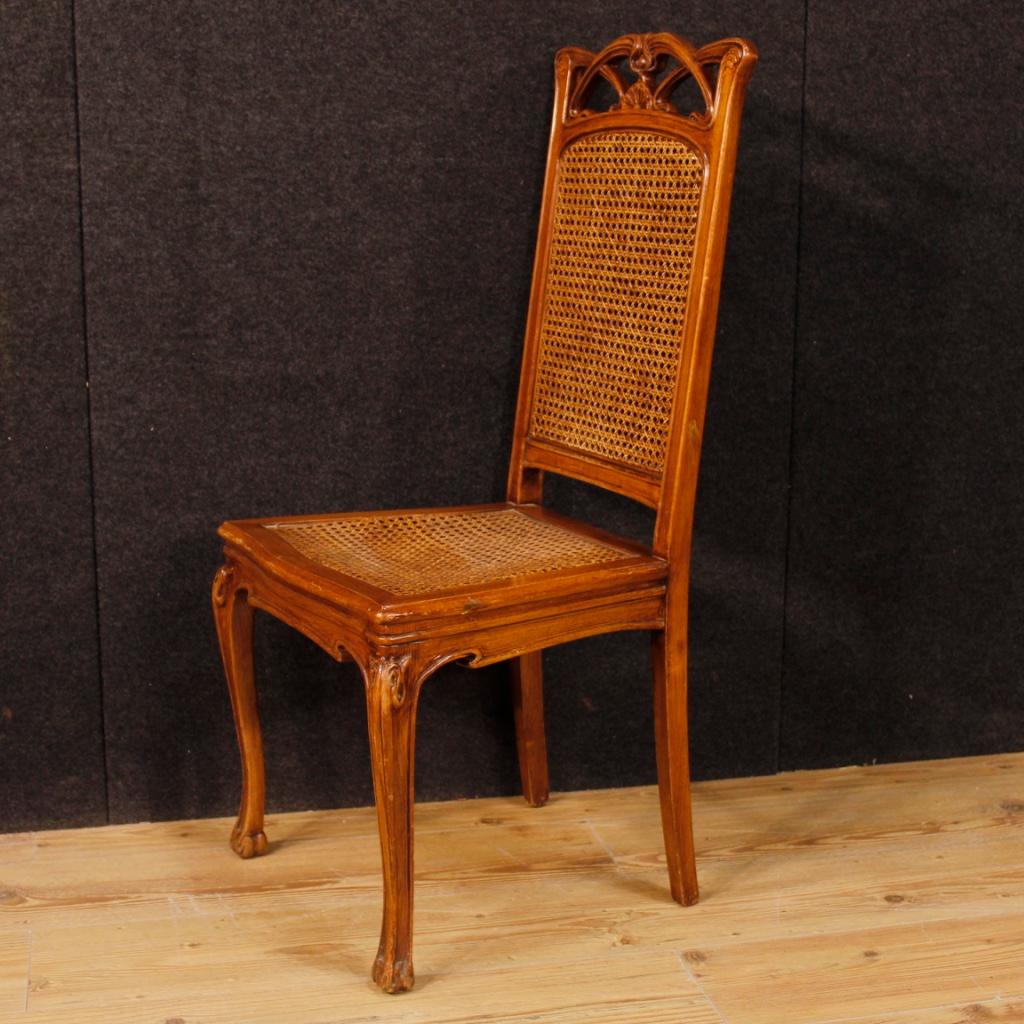 Eight French Chairs in Wood and Cane in Art Nouveau Style from 20th Century 6
