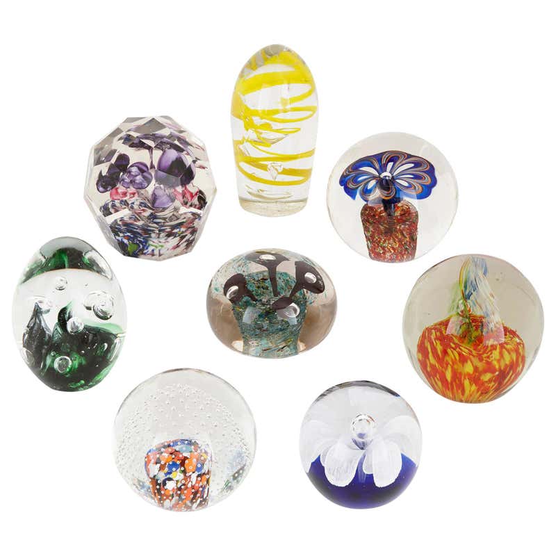 Collection of Six Glass Multicolored Paperweights For Sale at 1stDibs ...