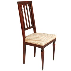 Eight French Gothic Style Chairs , Mahogany 1940s , Charles Dudouyt attributed