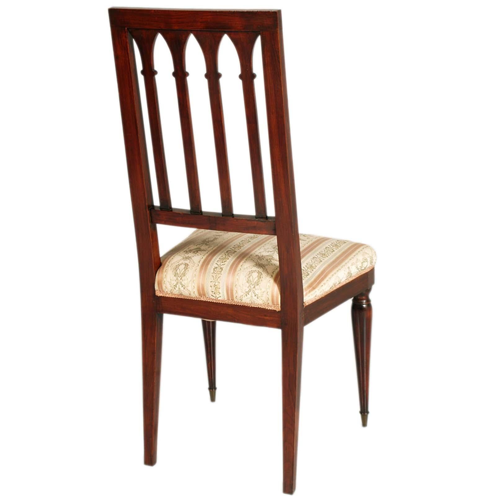 20th Century Eight French Gothic Style Chairs , Mahogany 1940s , Charles Dudouyt attributed For Sale