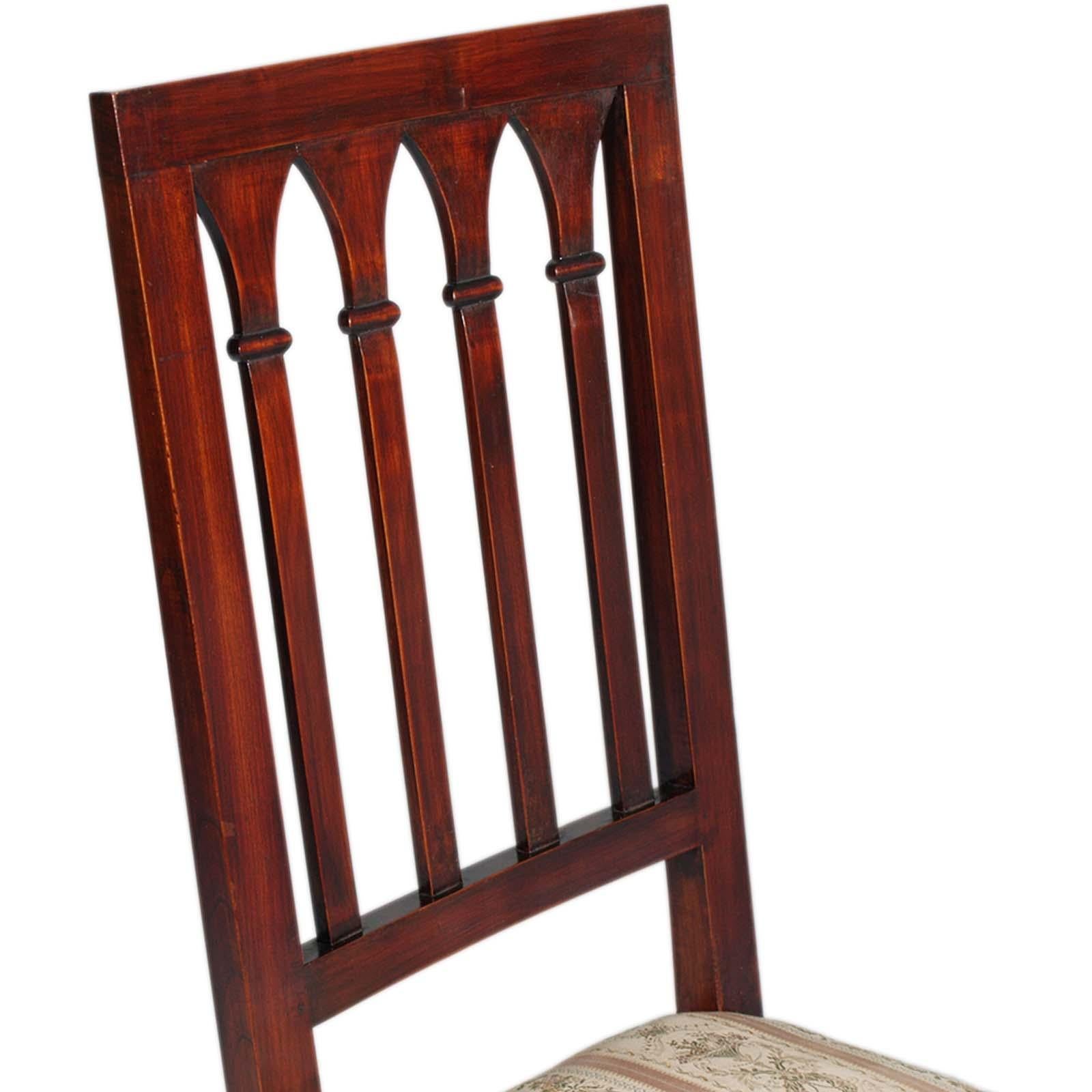 Eight French Gothic Style Chairs , Mahogany 1940s , Charles Dudouyt attributed For Sale 2