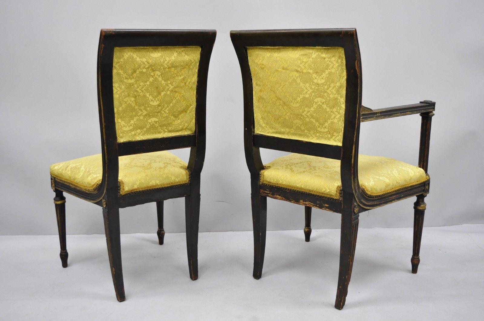 Eight French Regency Style Upholstered Square Back Dining Chairs 2