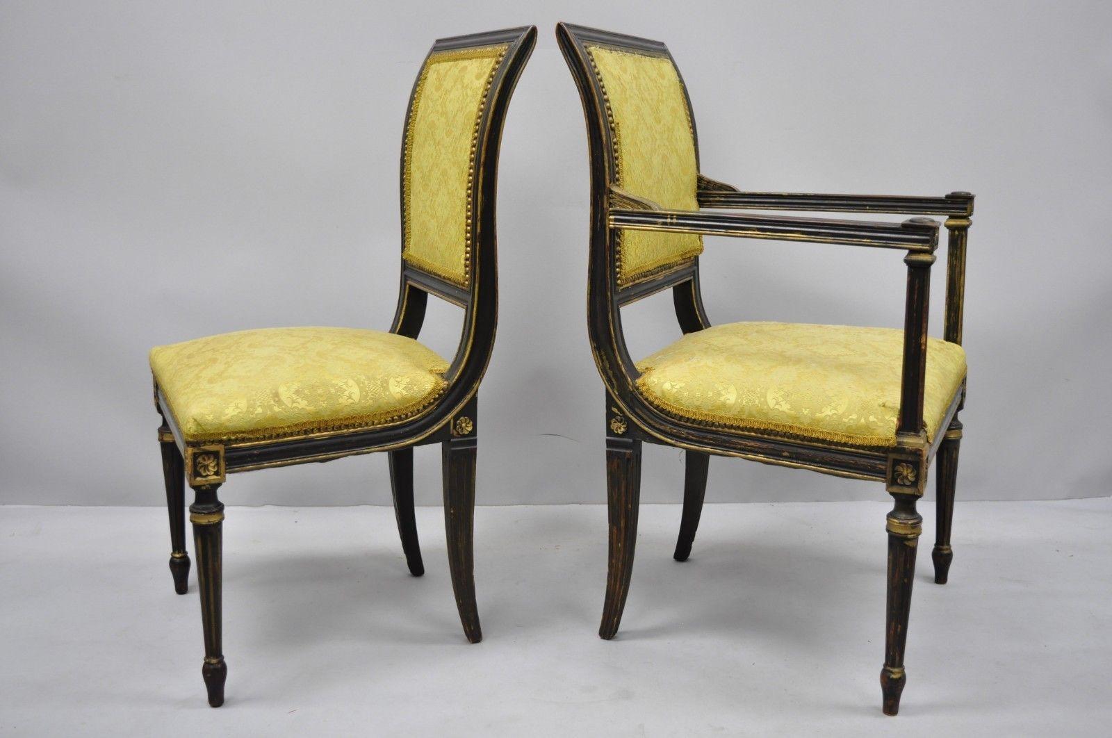 Eight French Regency Style Upholstered Square Back Dining Chairs 3