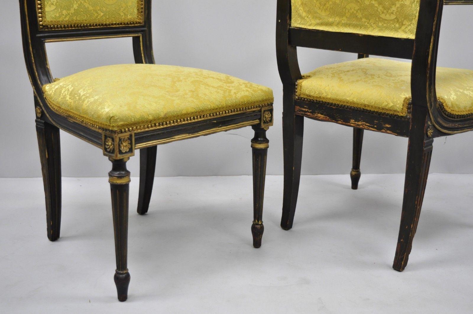 Eight French Regency Style Upholstered Square Back Dining Chairs In Good Condition In Philadelphia, PA