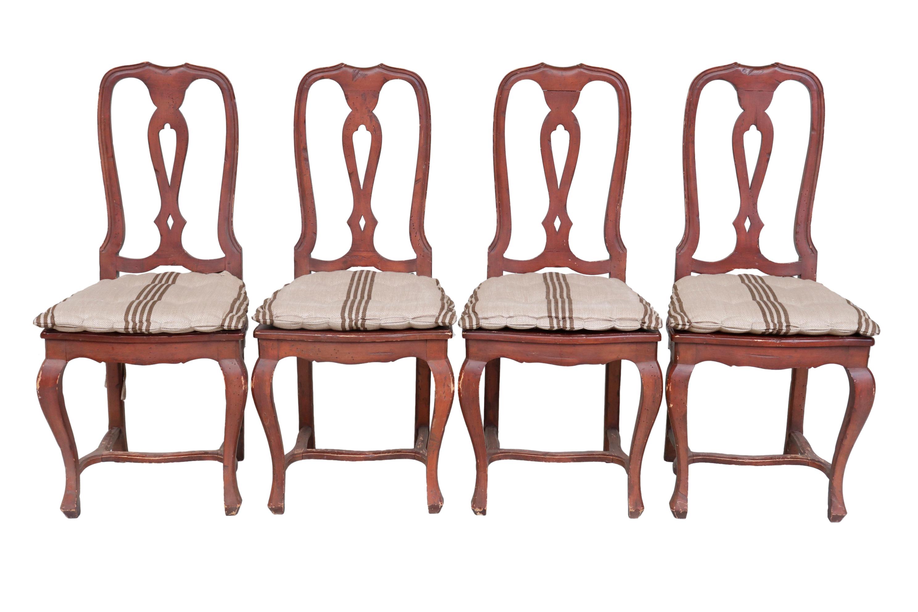 Wood Eight French Provincial Style Dining Chairs