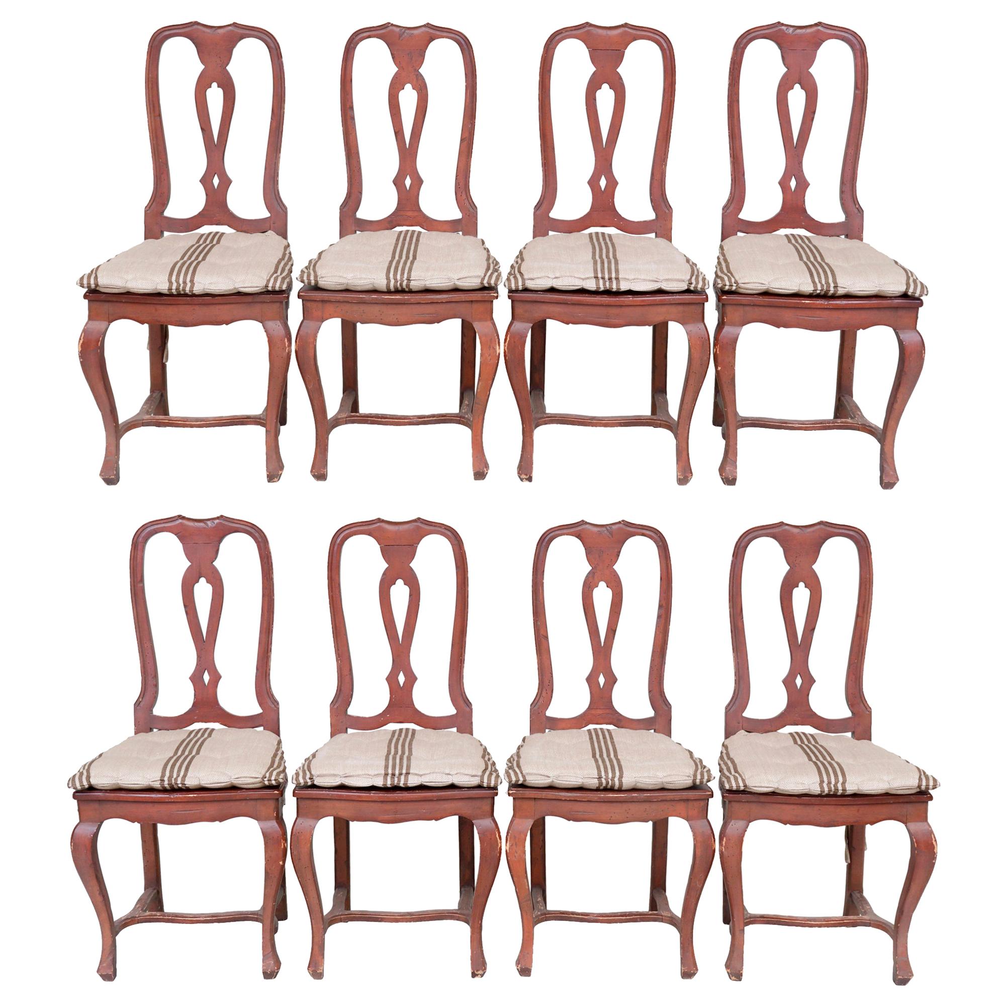 Eight French Provincial Style Dining Chairs