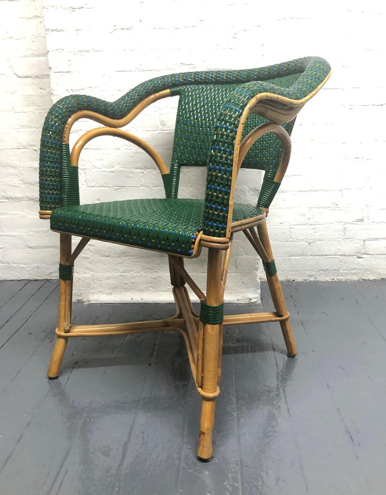 Vintage Eight French Rattan Bistro Chairs For Sale at 1stDibs