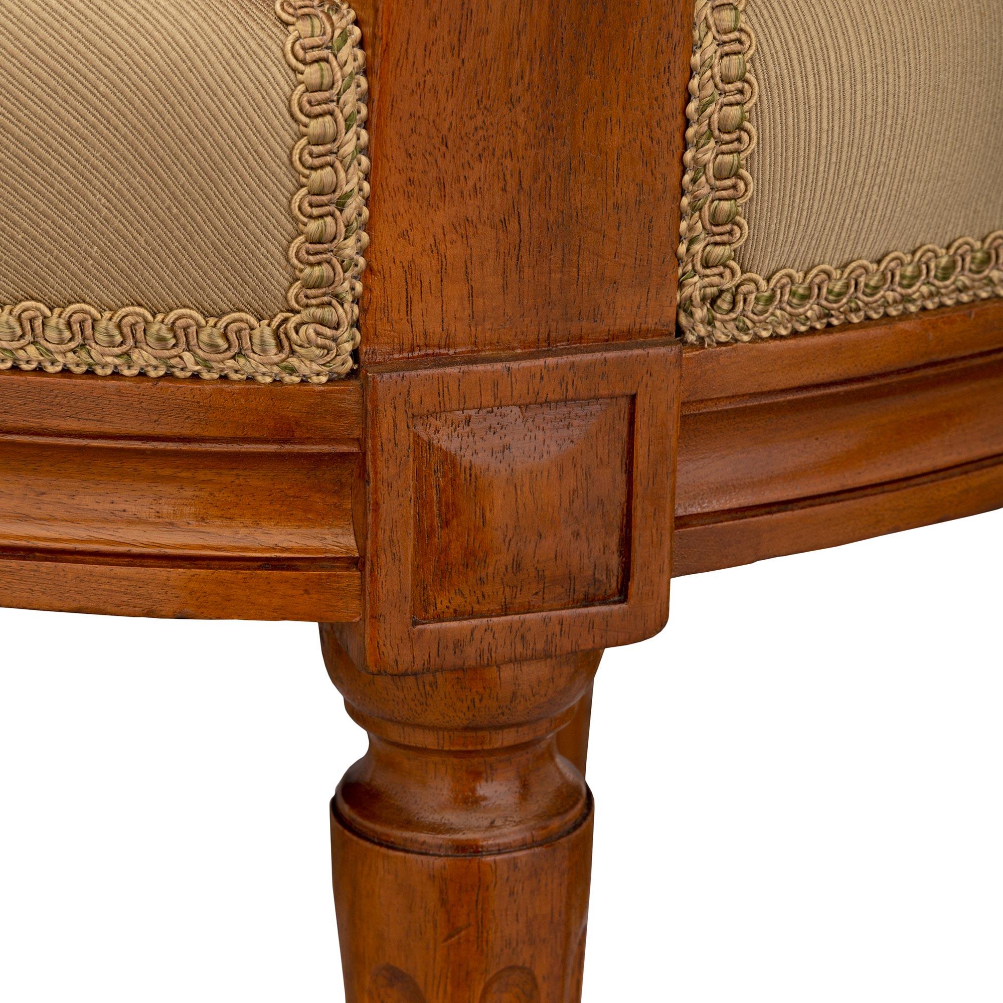 eight French turn of the century Louis XVI st. Walnut dining chairs For Sale 3