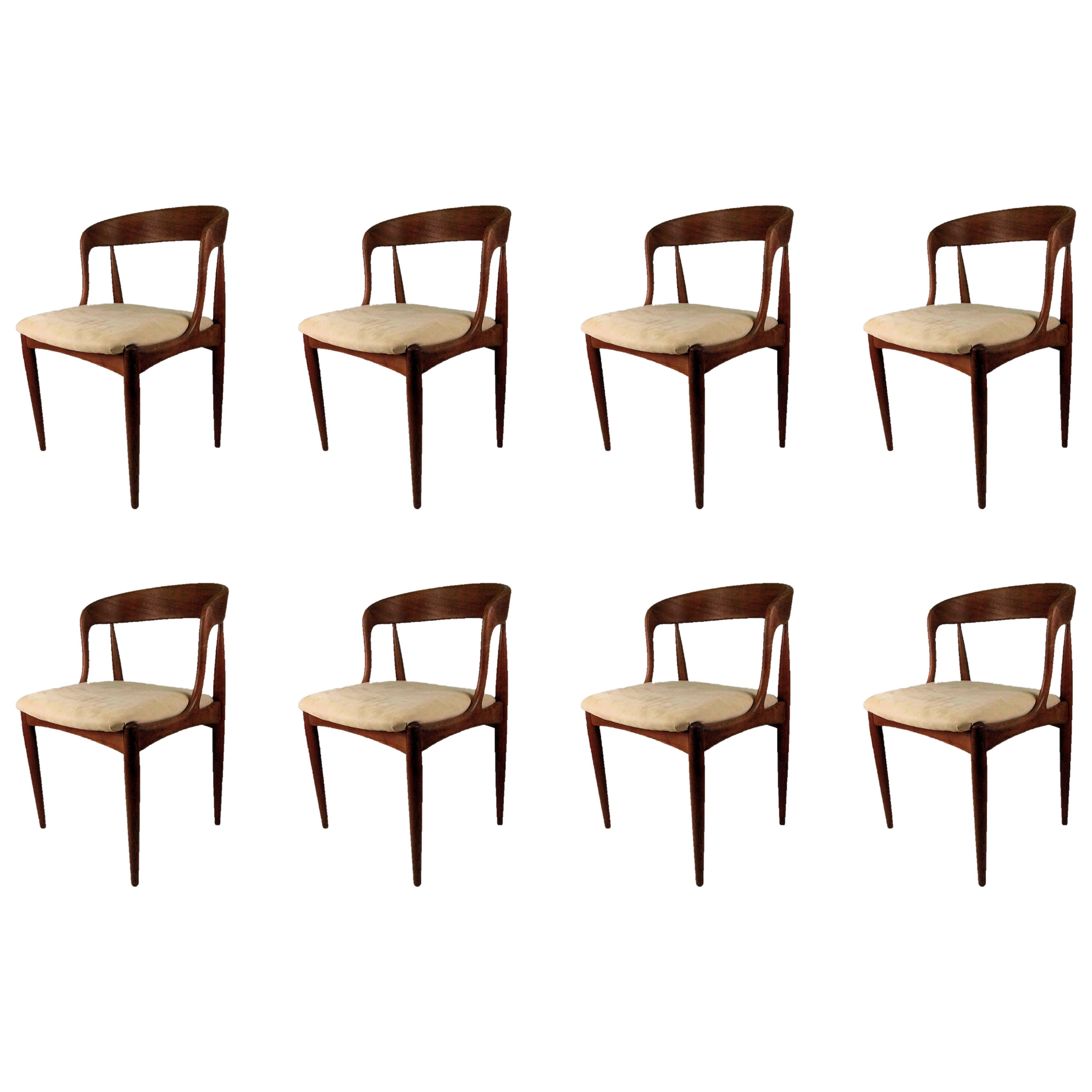 Ocho sillas de comedor de teca Johannes Andersen totalmente restauradas y personalizables