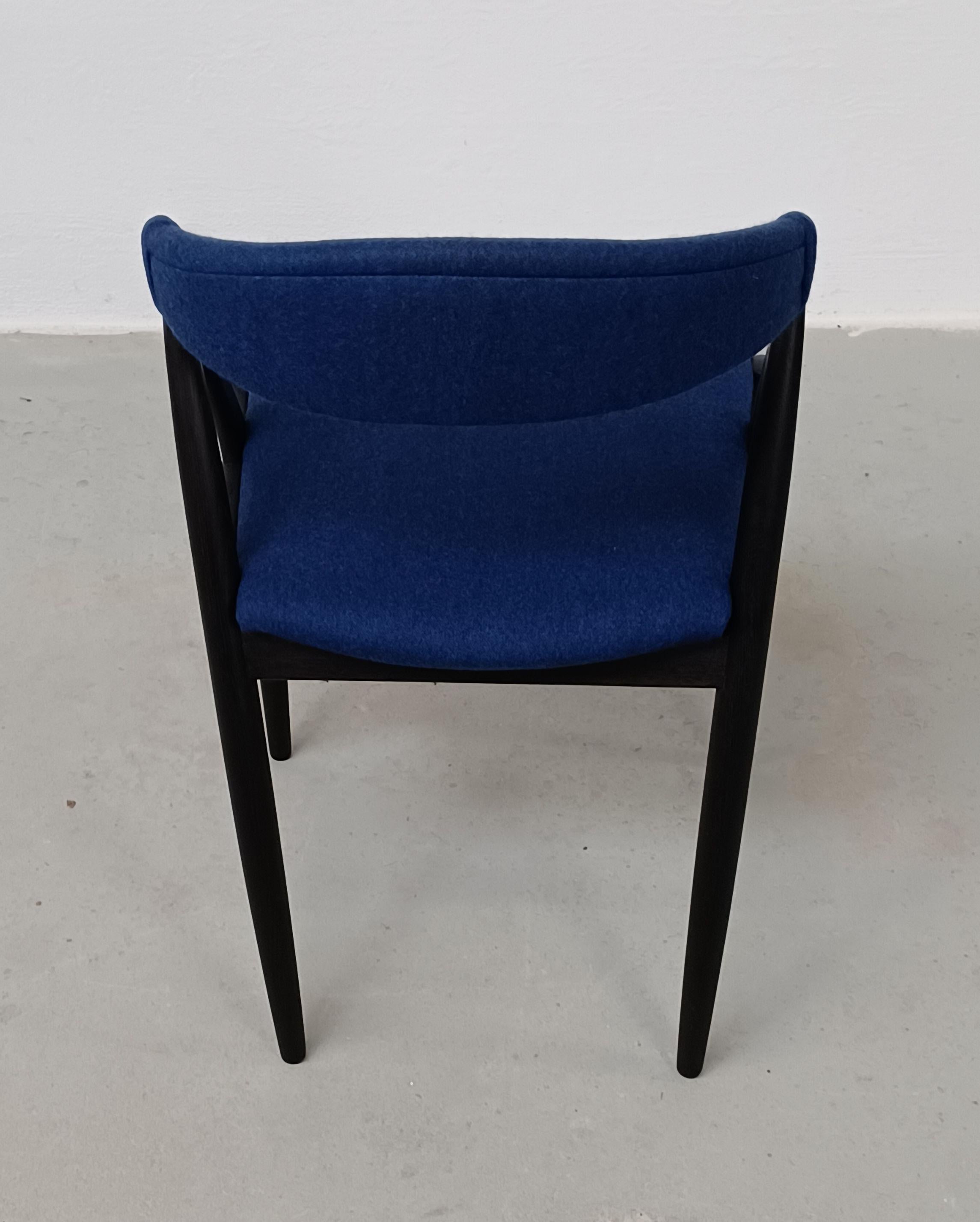 Eight Restored Ebonized and Reupholstered Kai Kristiansen Oak Dining Chairs For Sale 2