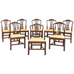 Antique  Eight George III Period Dining Chairs with Camel Shaped Backs