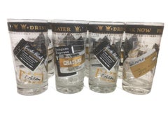 Eight Georges Briard, Drink Now, Pay Later, Credit Card Themed Highball Glasses