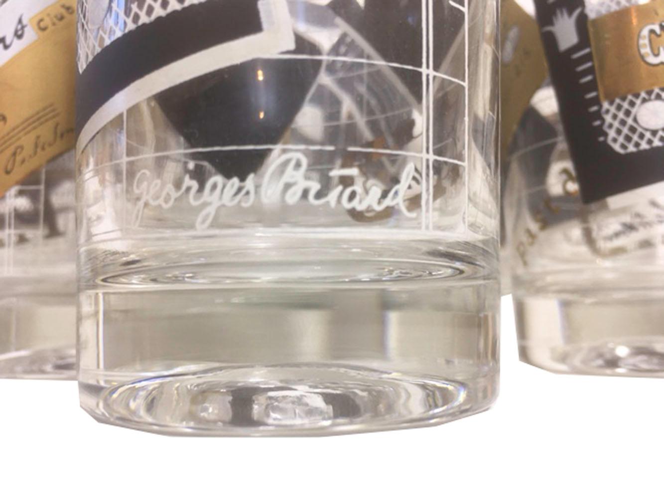 Eight Georges Briard, Drink Now, Pay Later, Credit Card Themed Highball Glasses In Good Condition For Sale In Nantucket, MA
