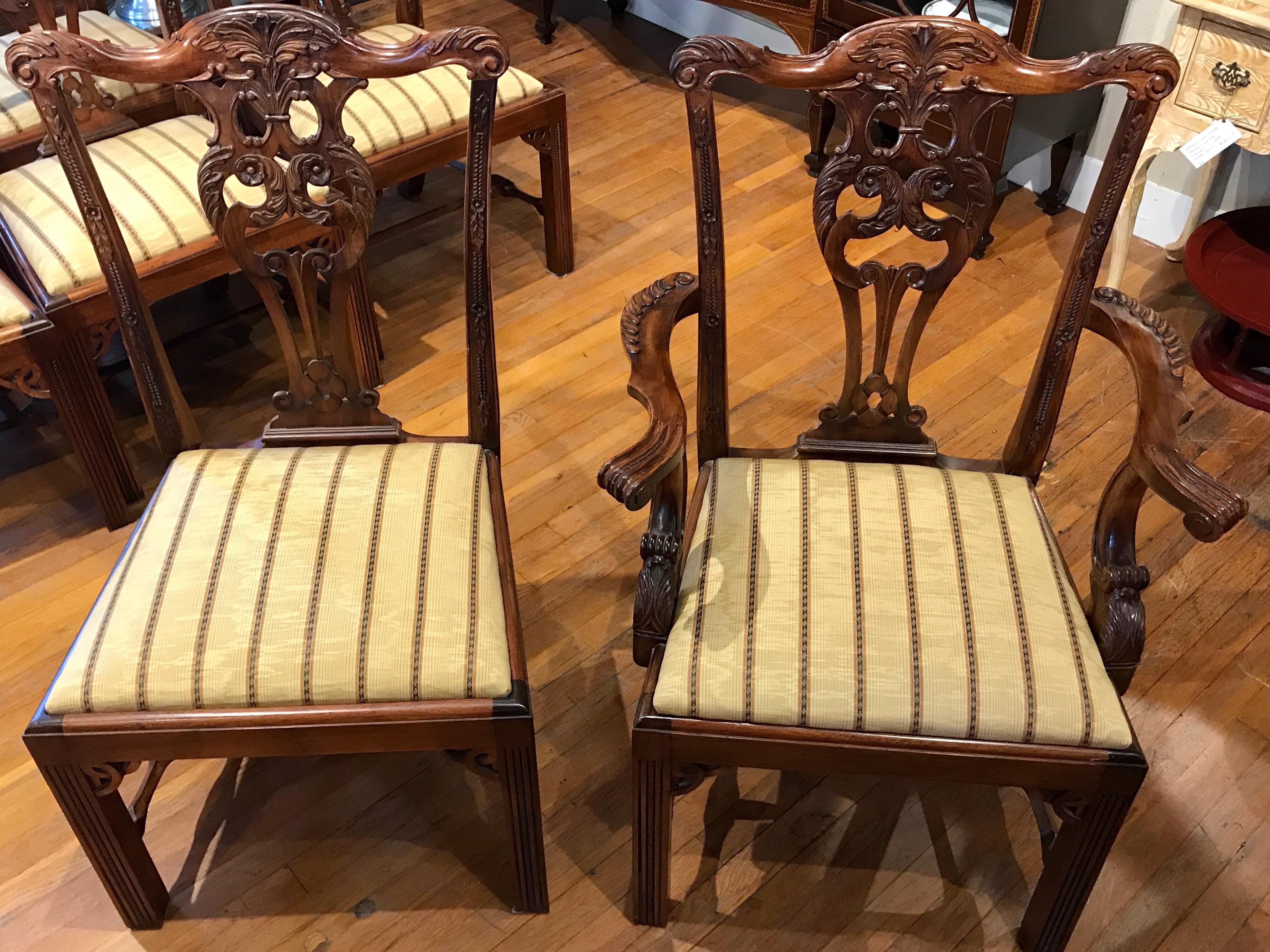 English Eight George III  Style Mahogany Dining Chairs For Sale