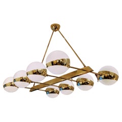 Used Eight glass globes brass chandelier