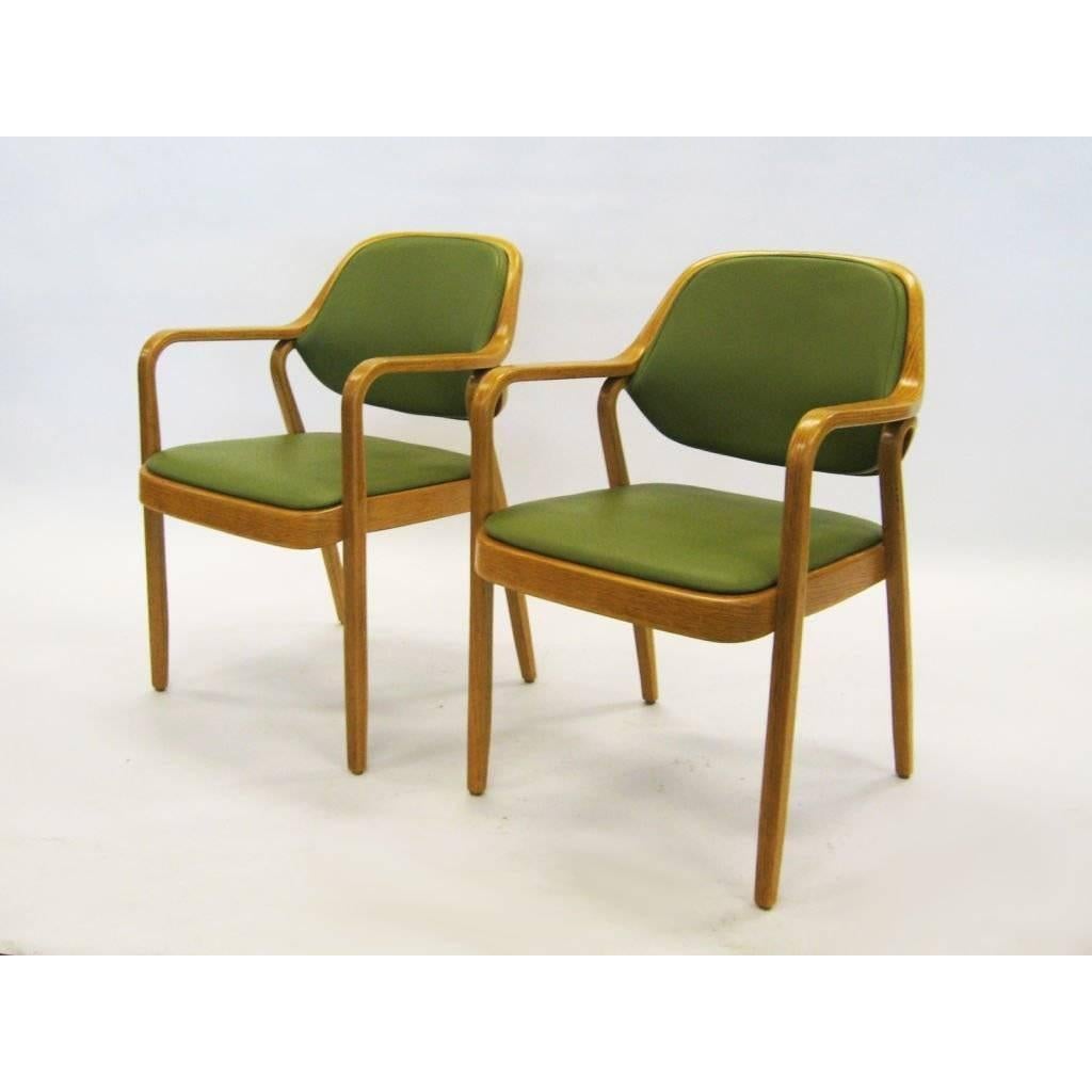 Mid-Century Modern Eight Green Don Petitt Bentwood Armchairs for Knoll