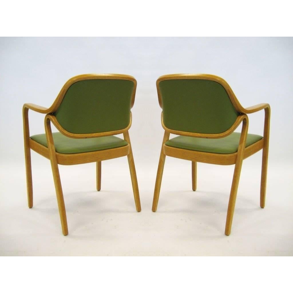 American Eight Green Don Petitt Bentwood Armchairs for Knoll