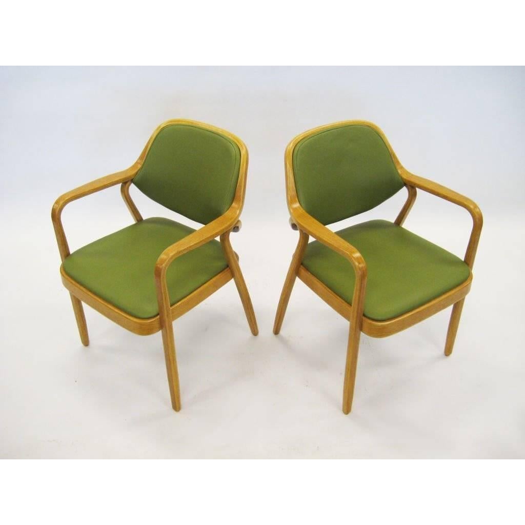 Late 20th Century Eight Green Don Petitt Bentwood Armchairs for Knoll
