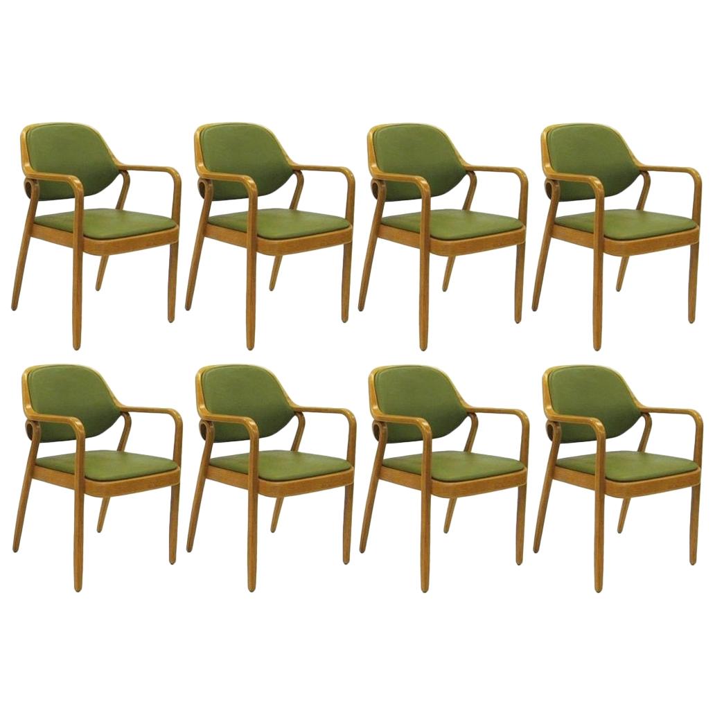 Eight Green Don Petitt Bentwood Armchairs for Knoll