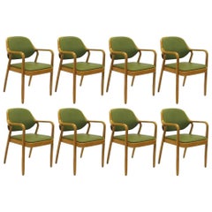 Eight Green Don Petitt Bentwood Armchairs for Knoll