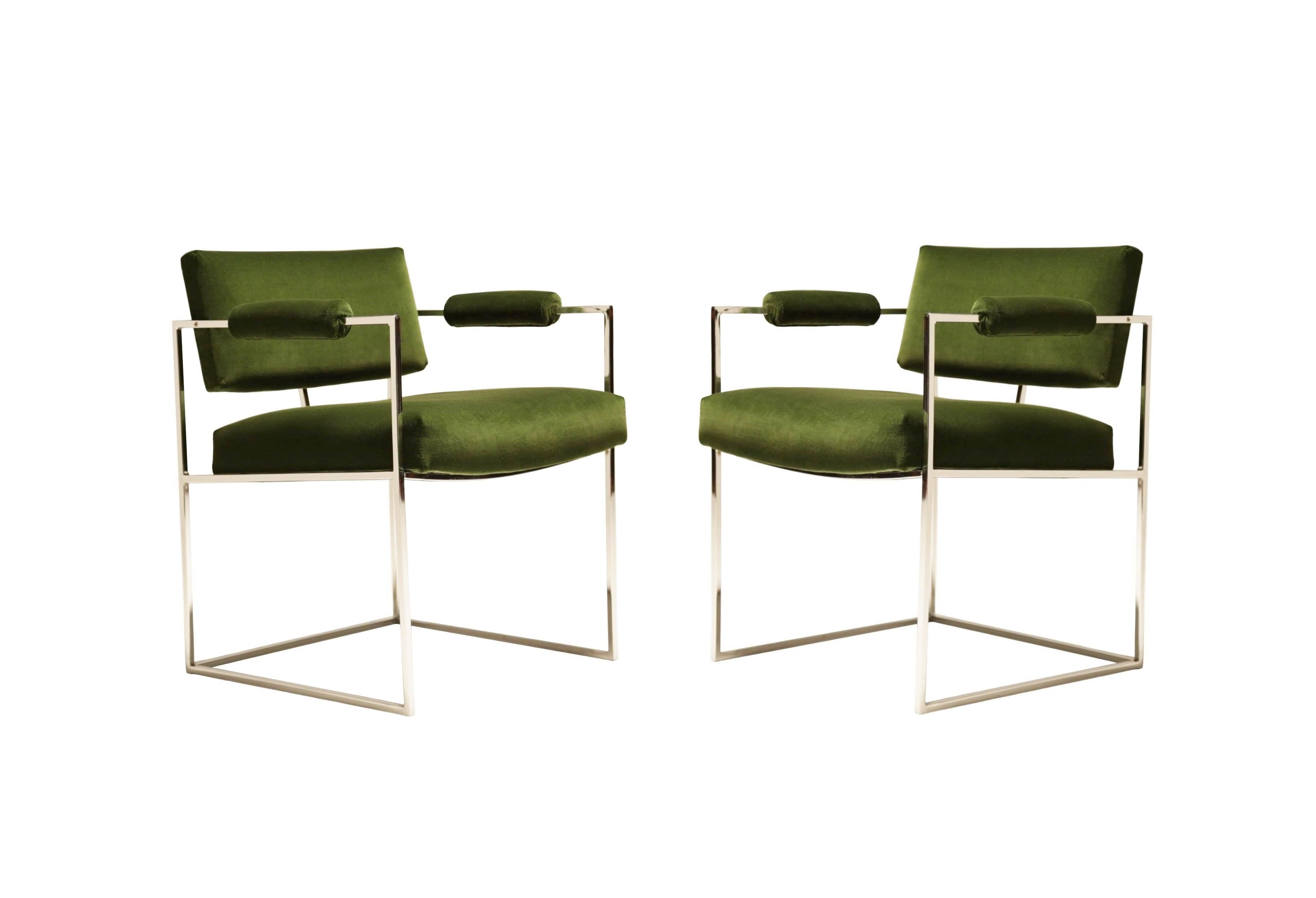 Mid-Century moderno Otto sedie da pranzo verdi di Milo Baughman 