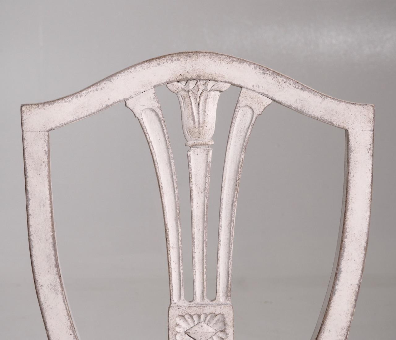 Wood Eight Gustavian Style Chairs, Late 19th Century