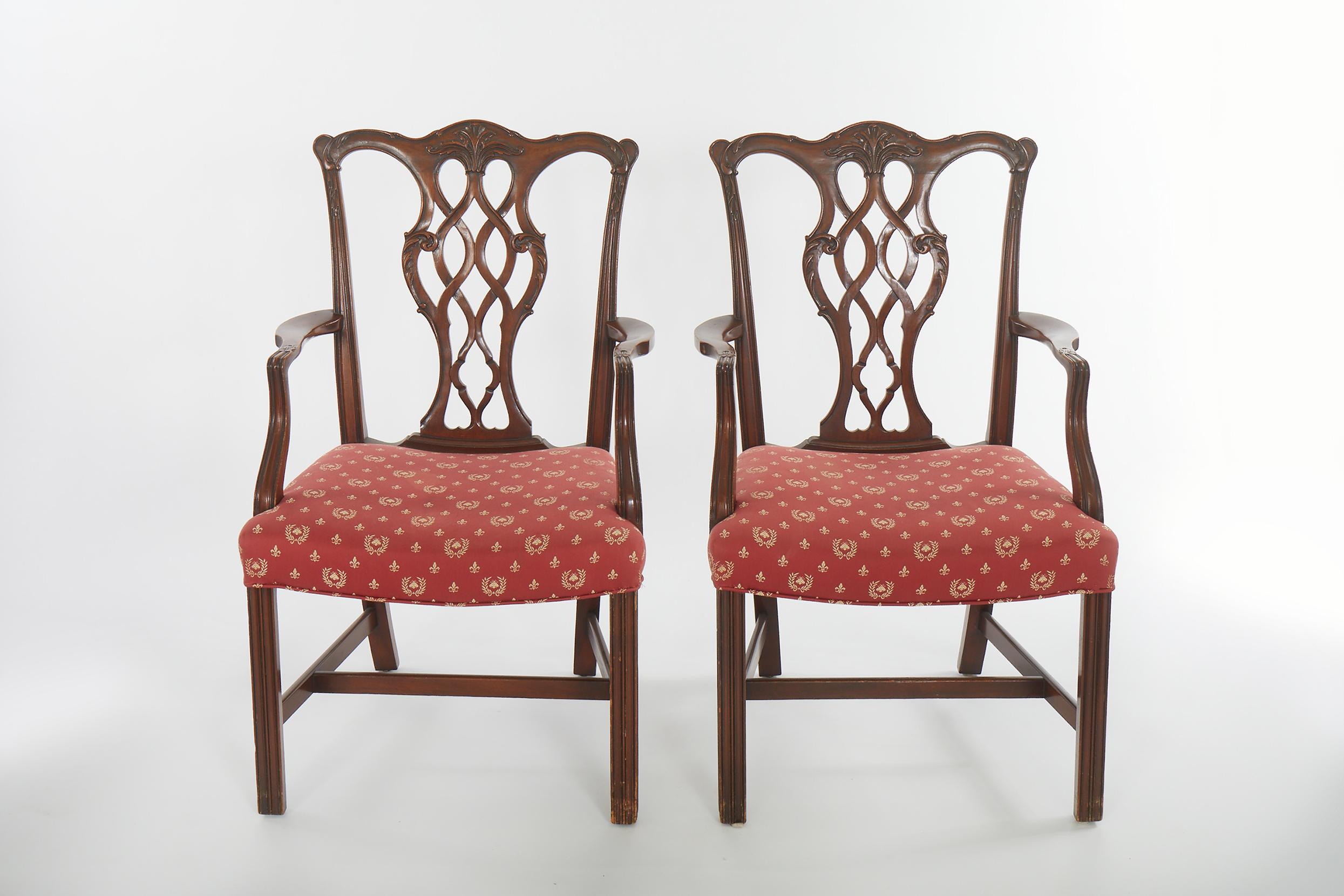 Eight Hand Carved Mahogany Dining Chair Set 2