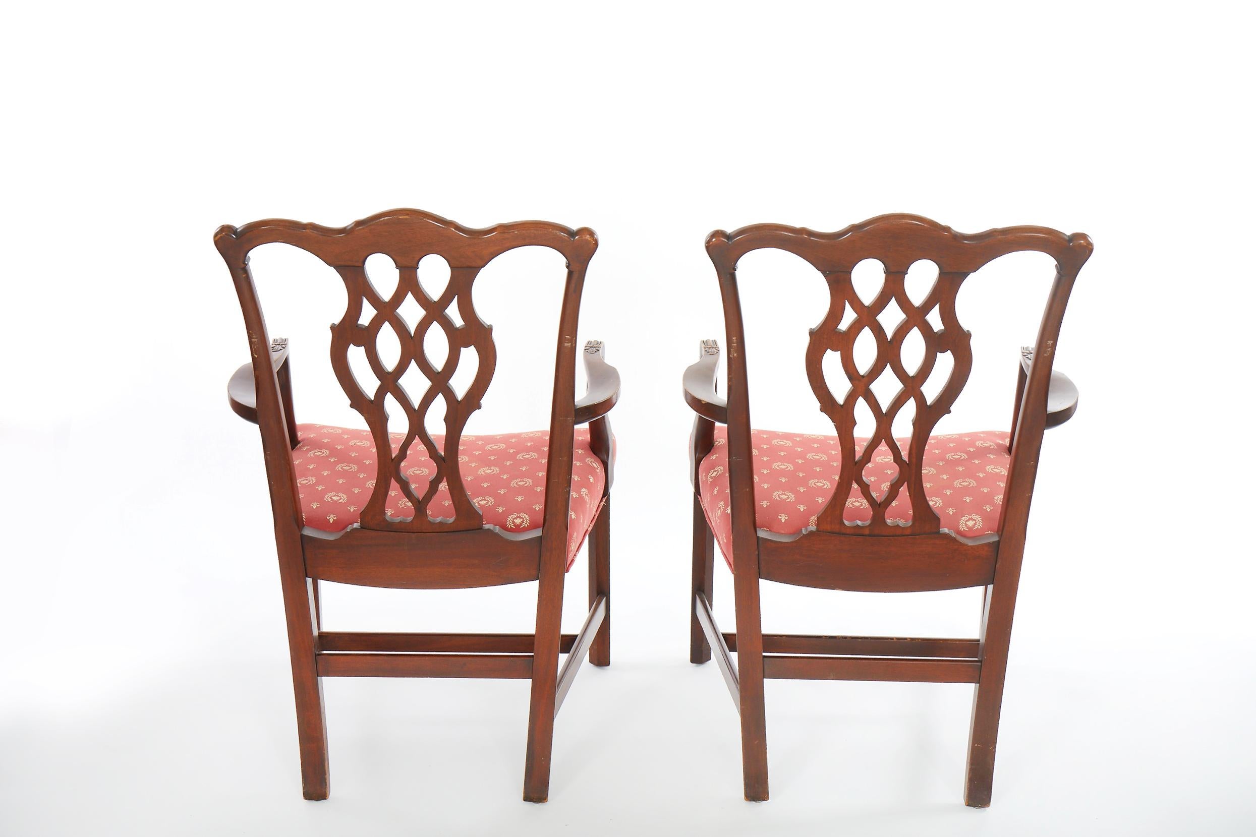 Eight Hand Carved Mahogany Dining Chair Set 4