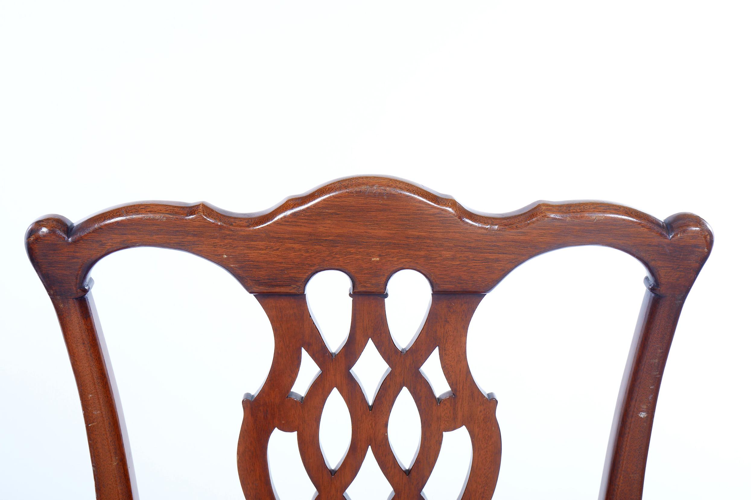 Early 19th Century Eight Hand Carved Mahogany Dining Chair Set