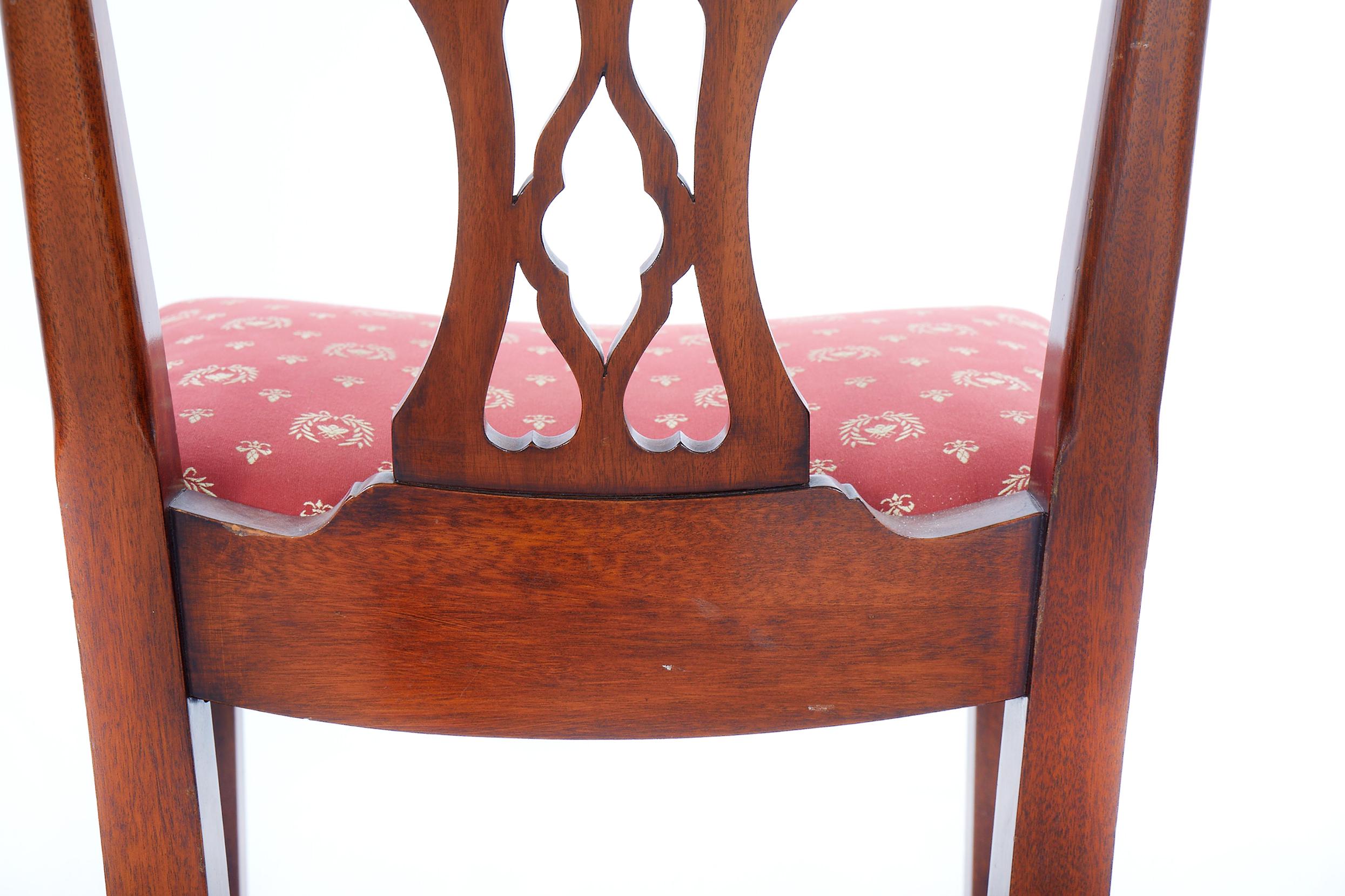 Upholstery Eight Hand Carved Mahogany Dining Chair Set