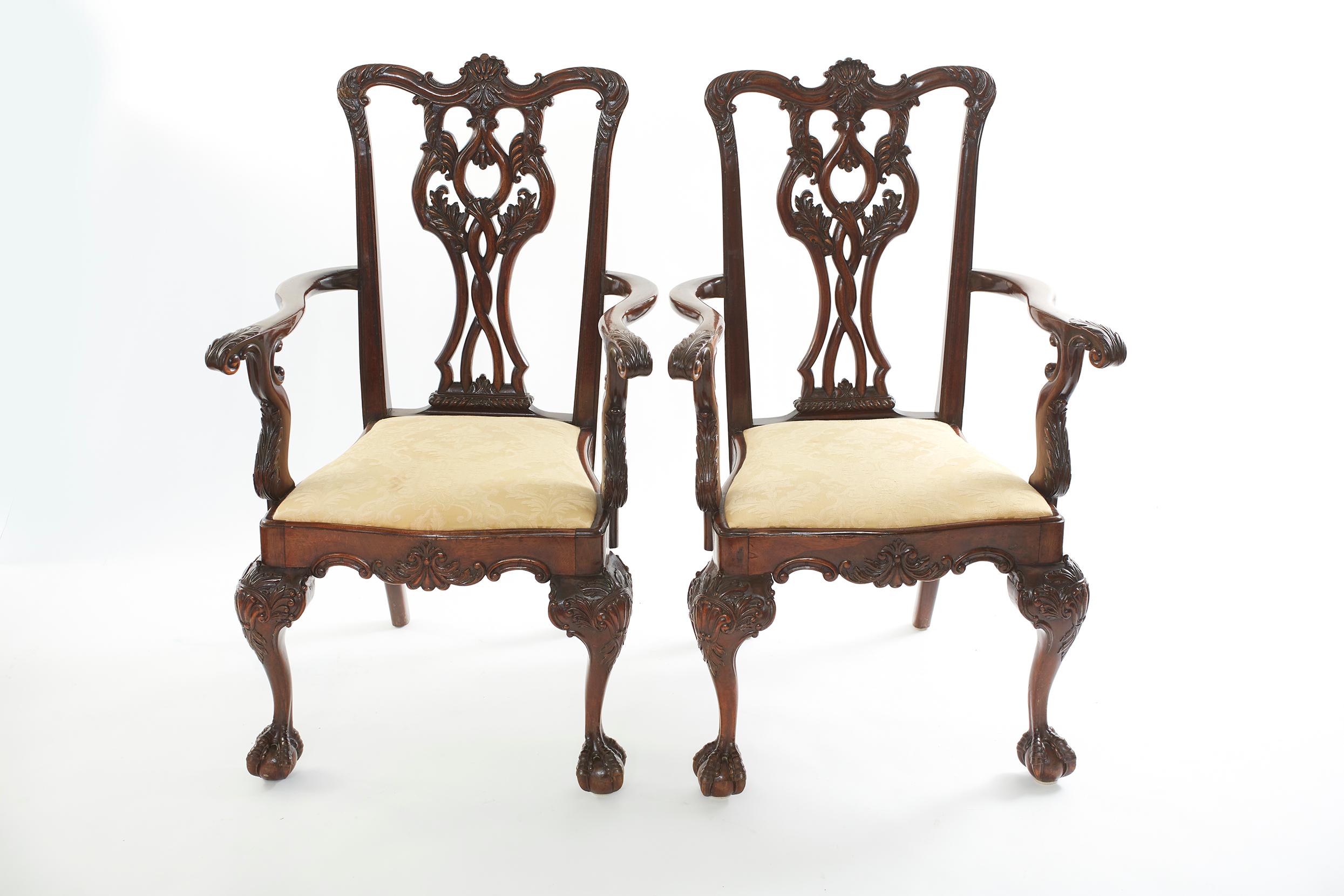 Eight Hand Carved Mahogany Dining Chair Set 3