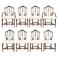 Antique Eight Hepplewhite Style Shield Back Dining Chairs