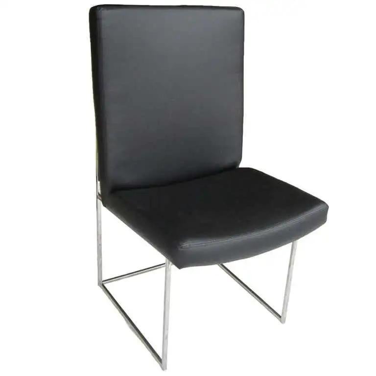 Huit chaises à haut dossier en cuir et chrome conçues par Milo Baughman Excellent état - En vente à Pasadena, TX