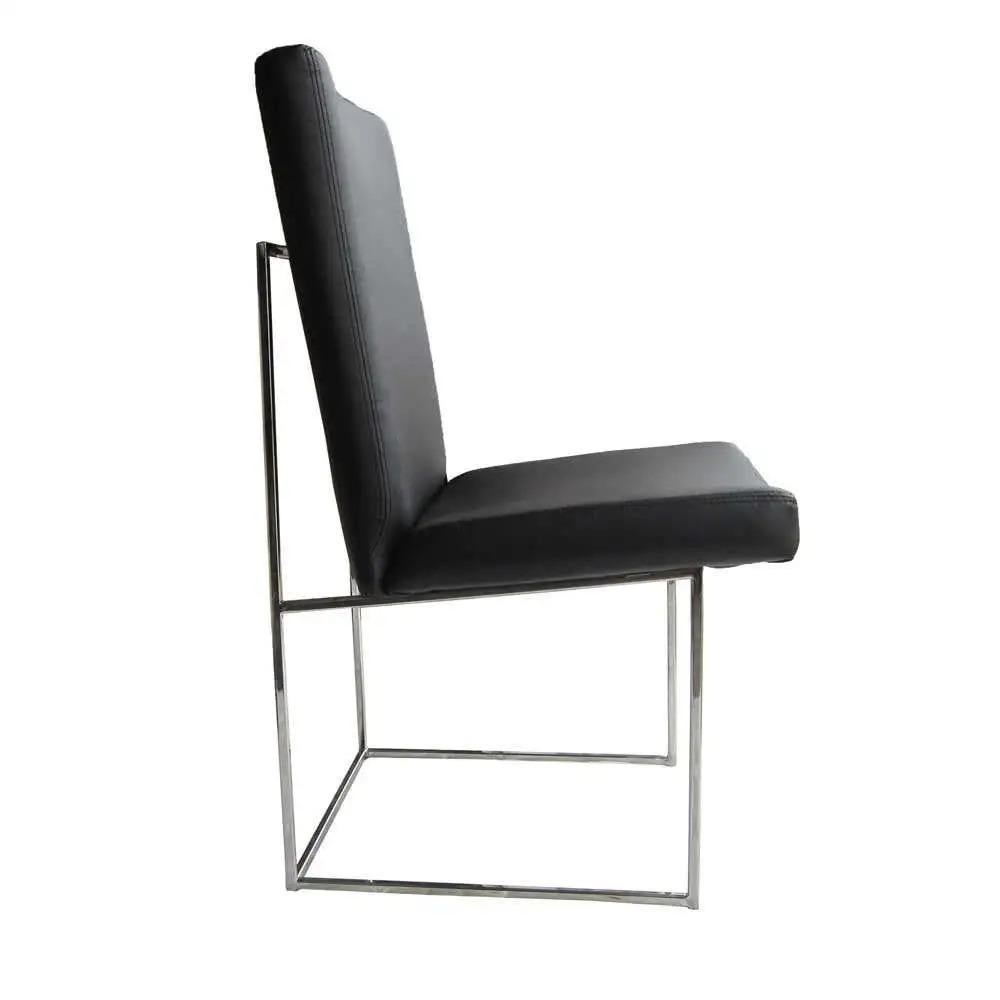 XXIe siècle et contemporain Huit chaises à haut dossier en cuir et chrome conçues par Milo Baughman en vente