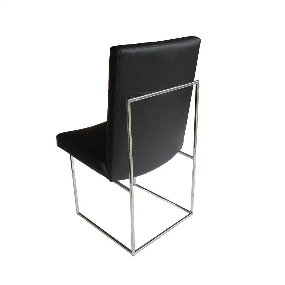 Chrome Huit chaises à haut dossier en cuir et chrome conçues par Milo Baughman en vente