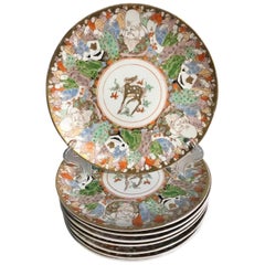 Eight Imari Plates, Faberge Galaxie Dinner Set, Kutani Fan Shaped dishes