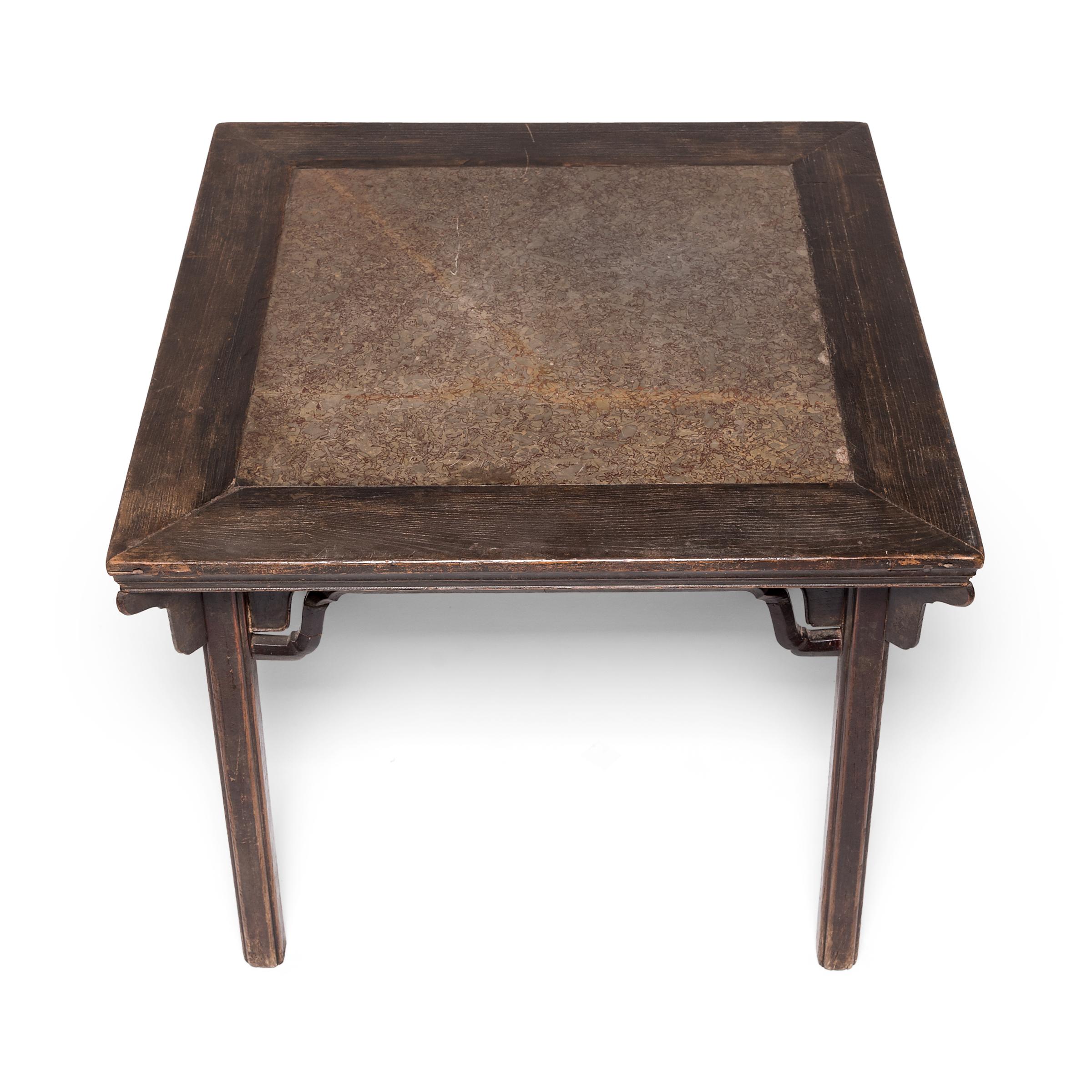 Chinese Eight Immortals Square Table with Puddingstone Inlay