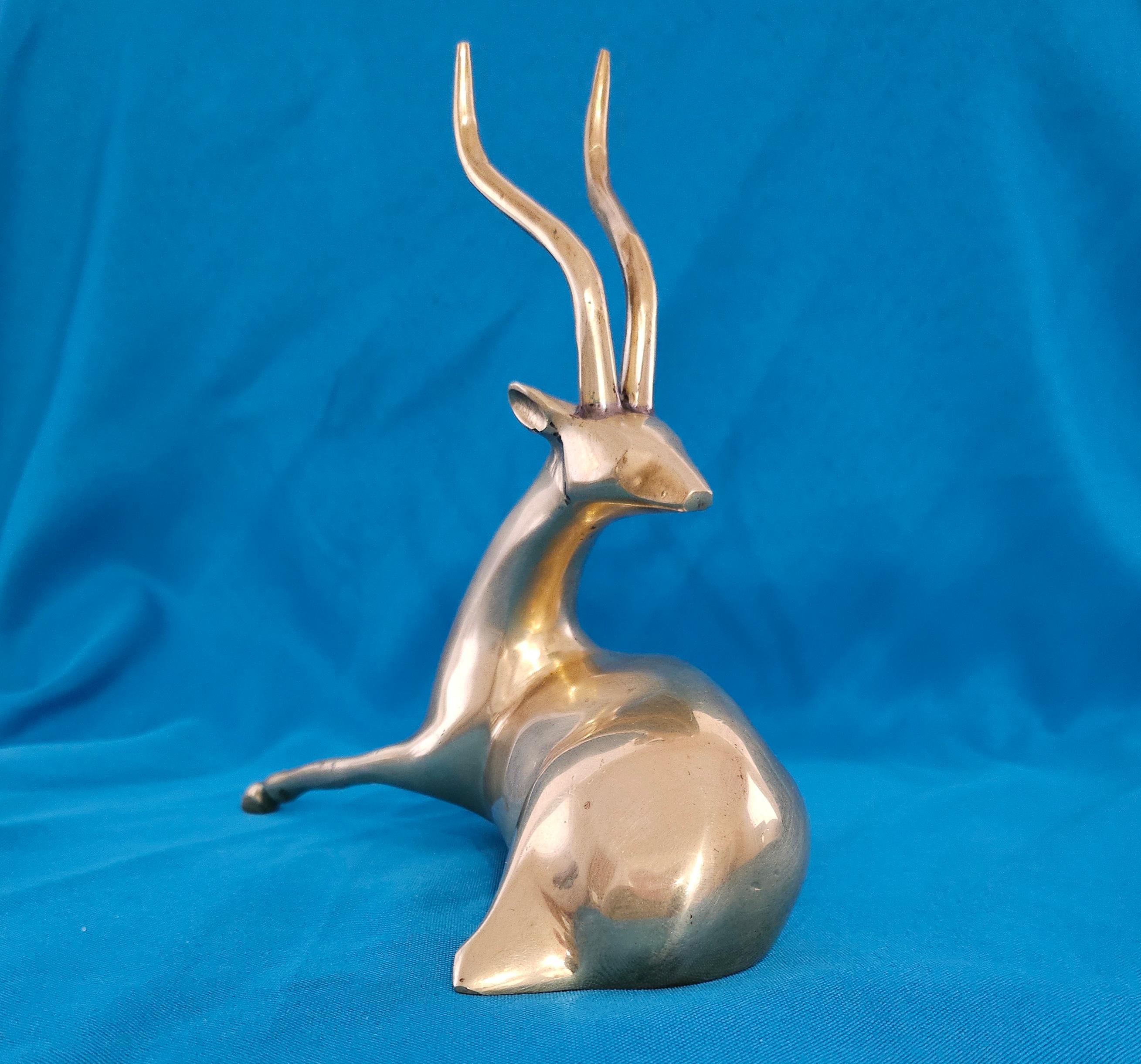 Escultura Antílope/Gacela de latón MCM de ocho pulgadas Estilo Loet Vanderveen en venta 2