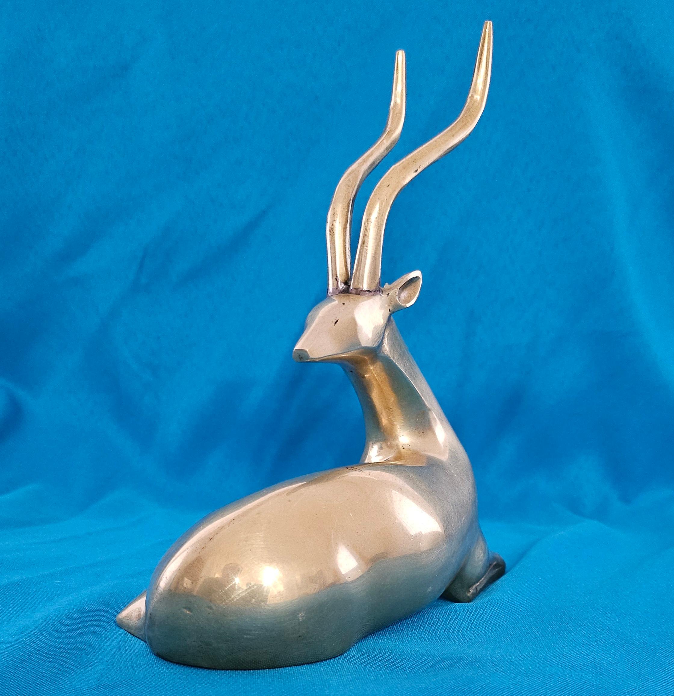 Escultura Antílope/Gacela de latón MCM de ocho pulgadas Estilo Loet Vanderveen en venta 1