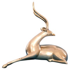 Eight Inch MCM Brass Antelope/Gazelle Sculpture Loet Vanderveen Style