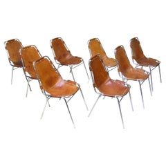Huit chaises italiennes Charlotte Perriand "Les Arcs" des années 1960 par Dal Vera
