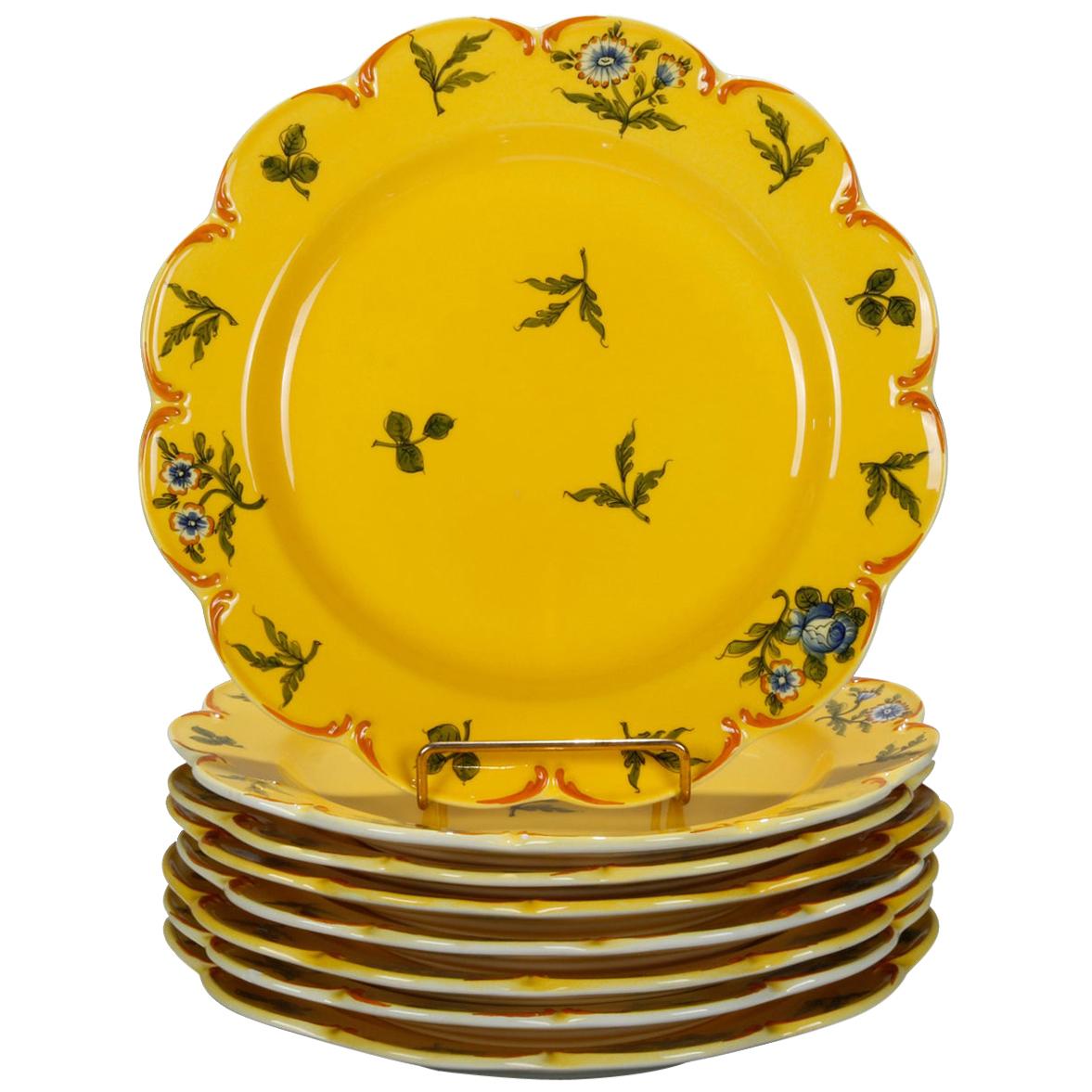 Eight Italian Floral Porcelain Dinner Plates "Este" for Tiffany, 20th Century