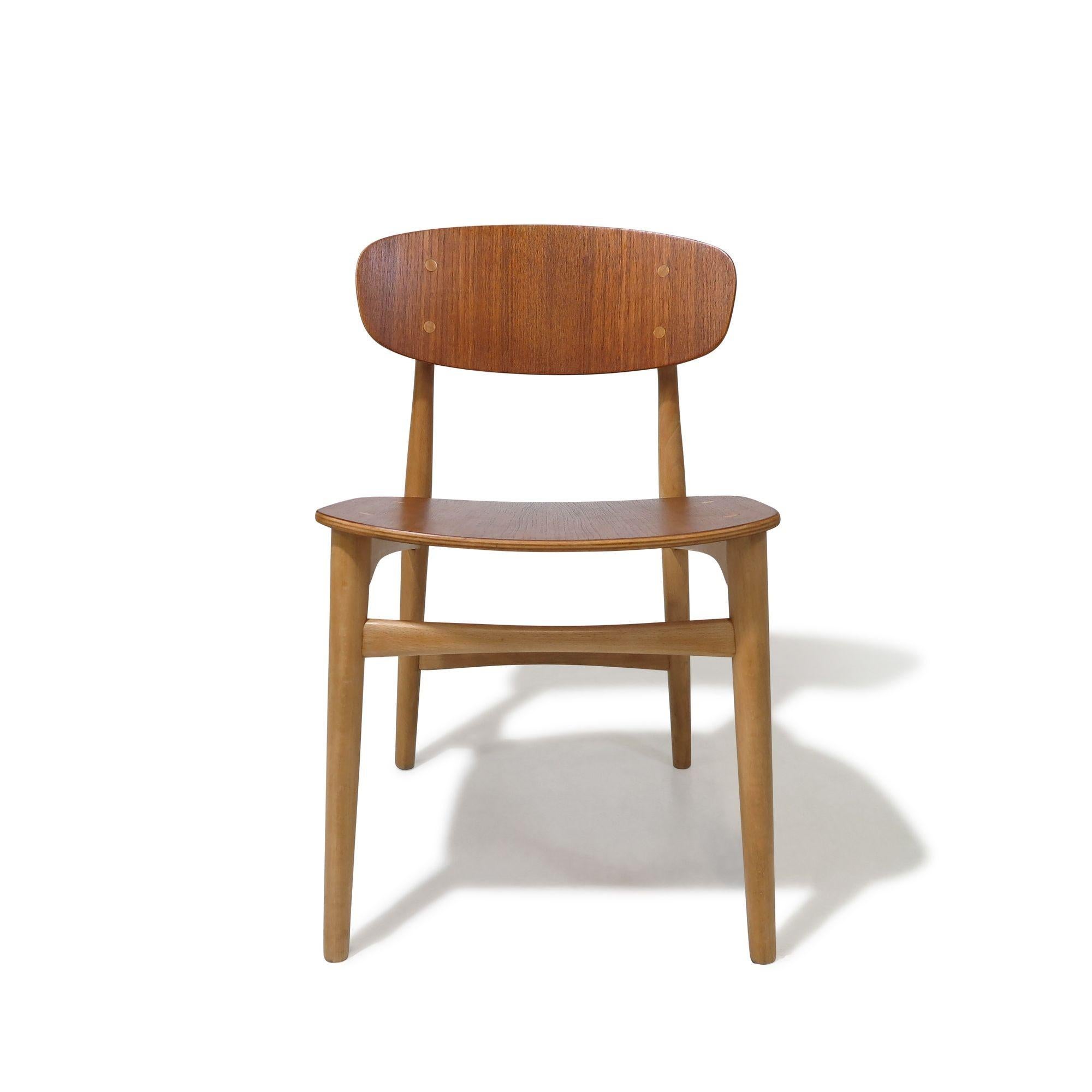 Eight Jens Hjorth Beech and Teak Mid-century Danish Dining Chairs For Sale 4